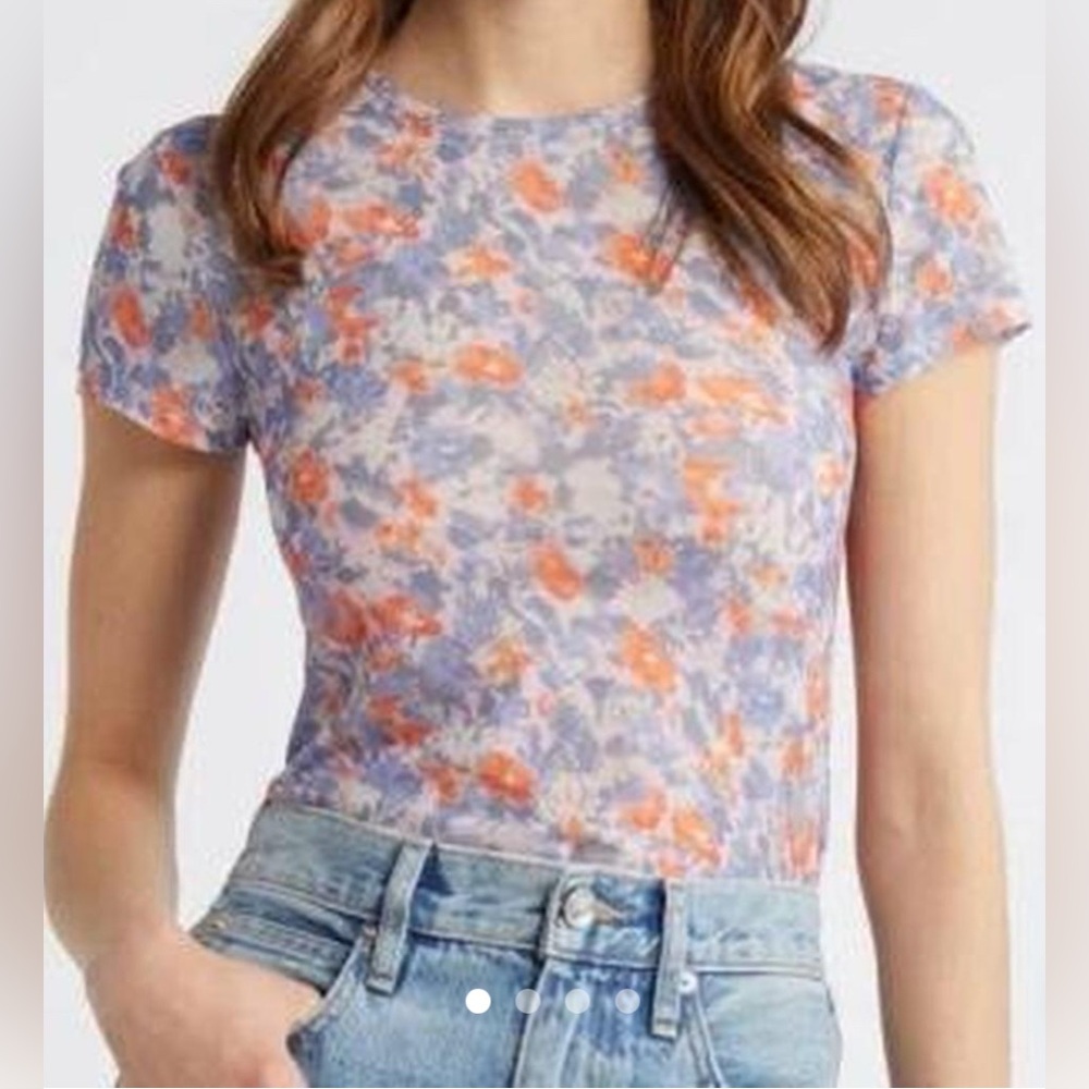 New - Open Edit Pink Multi-Floral Short Sleeve Blouse